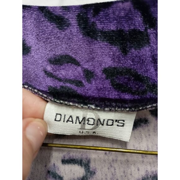 VTG Y2K Diamond's Womens Whimsygoth Jacket Medium Purple Animal Print Velvet - Picture 4 of 6